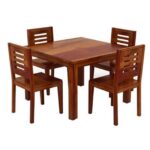 Sheesham Wood Dining Table 4 Seater Set with Chair - Image 2