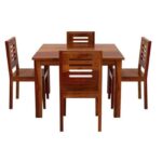 Sheesham Wood Dining Table 4 Seater Set with Chair - Image 3