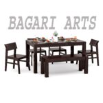 6 Seater Dining Table with 4 Chair 1 Bench for Living Room Home Wooden Dining Table Set Furniture (Walnut Finish) - Image 2