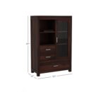 Wooden Book Shelf & Chest of Drawers for Home Library Book Shelf Cabinet with Glass Door 2 Drawer Storage Home Office Living Room Book Shelves Open Bookcase Books Rack (Walnut) - Image 2