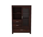 Wooden Book Shelf & Chest of Drawers for Home Library Book Shelf Cabinet with Glass Door 2 Drawer Storage Home Office Living Room Book Shelves Open Bookcase Books Rack (Walnut) - Image 3