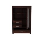Wooden Book Shelf & Chest of Drawers for Home Library Book Shelf Cabinet with Glass Door 2 Drawer Storage Home Office Living Room Book Shelves Open Bookcase Books Rack (Walnut) - Image 4
