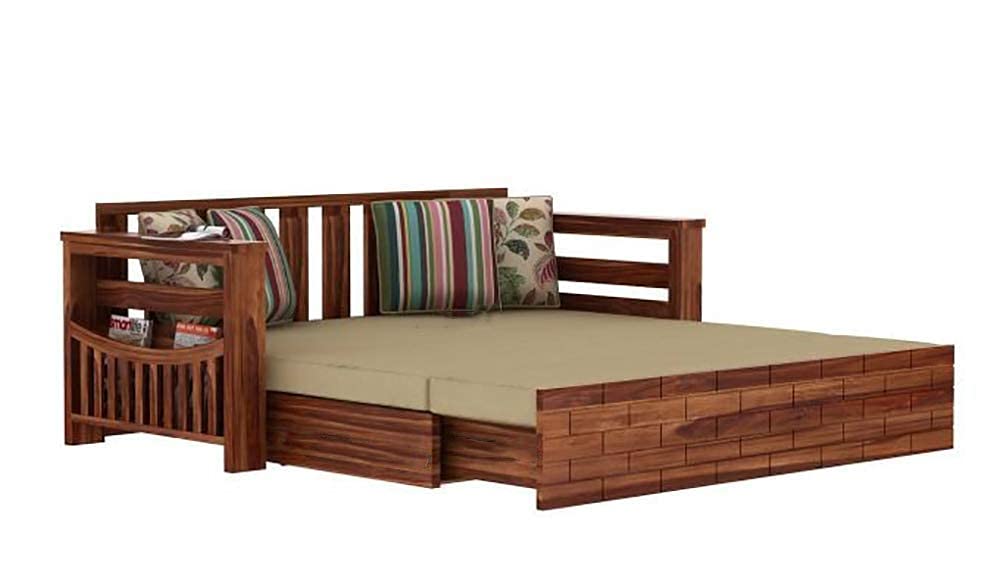 511ndk1WVS._SL1000_.jpg Teak Wood Sofa Cum Bed for Home and Living Room - Image 1