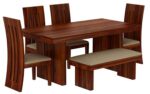 Wood Dining Table 6 Seater with Chair - Image 2