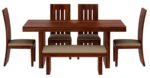 Wood Dining Table 6 Seater with Chair - Image 3