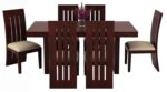 Wood Dining Table 6 Seater with Chair Set - Image 2