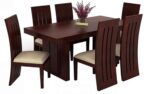 Wood Dining Table 6 Seater with Chair Set - Image 3