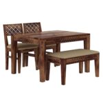 Sheesham Wood 4 Seater Dining Table Set with Chair - Image 2