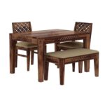 Sheesham Wood 4 Seater Dining Table Set with Chair - Image 3