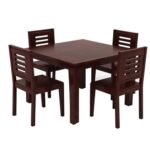 Sheesham Wood Dining Table 4 Seater Set with Chair - Image 2