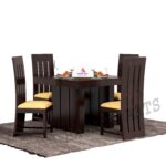 Wooden Solid Sheesham Wood Dining Table 4 Seater Dining Table with Chairs - Image 2