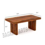 Wooden Solid Sheesham Wood 4 Seater Dining Table with Chairs - Image 4