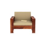 Teak Wood Single Seater Sofa Set for Living Room Home Wooden One Seater Sofa Set Furniture (Honey Finish) - Image 3