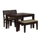 Sheesham Wood 4 Seater Dining Table Set with Chair - Image 2