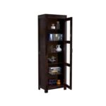 Wood Book Shelf with Glass Door, Bookshelf for Home Library, Crockery Cabinet, Kitchen Crockery Cabinet Storage, Dining Room Furniture, Books Rack,Book Stand,BookCases,Shelves, Walnut - Image 3