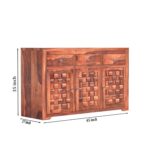 Solid Sheesham Niwar Wood Natural 3 Drawers and 3 Shelves Chest of Drawer, Storage Organizer Sideboard, Kitchen Cabinet, Cupboard Furniture for Bedroom, Living Room, Home & Office - Image 2