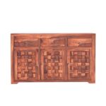 Solid Sheesham Niwar Wood Natural 3 Drawers and 3 Shelves Chest of Drawer, Storage Organizer Sideboard, Kitchen Cabinet, Cupboard Furniture for Bedroom, Living Room, Home & Office - Image 3