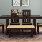 Sheesham Wood 6 Seater Dining Table with 4 Chair 1 Bench for Living Room Home Dining Room Set Furniture (Walnut Finish)
