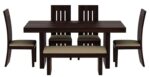 Sheesham Wood 6 Seater Dining Table with 4 Chair 1 Bench for Living Room Home Dining Room Set Furniture (Walnut Finish) - Image 2