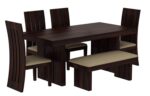 Sheesham Wood 6 Seater Dining Table with 4 Chair 1 Bench for Living Room Home Dining Room Set Furniture (Walnut Finish) - Image 3