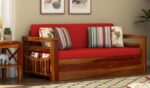 Solid Wood Sofa Cum Bed for Living Room Furniture Wooden Sofa Cum Bed Storage with Foldable (Honey Finish) - Image 3