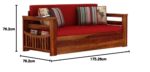 Solid Wood Sofa Cum Bed for Living Room Furniture Wooden Sofa Cum Bed Storage with Foldable (Honey Finish) - Image 2