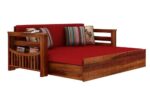 Solid Wood Sofa Cum Bed for Living Room Furniture Wooden Sofa Cum Bed Storage with Foldable (Honey Finish) - Image 4
