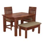 Sheesham Wood 4 Seater Dining Table Set with Chair - Image 3
