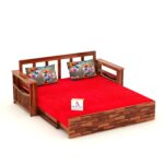 Solid Wooden Sofa Cums Bed for Living Room Home Teak Wood Sofa Cum Bed with Storage - Image 3