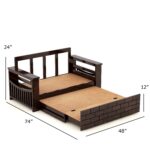 Solid Sheesham Wood 2 Seater Sofa Cums Bed for Home Living Room - Image 2