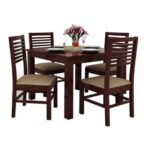 Solid Sheesham Wood Dining Table 4 Seater with Chair Set - Image 2