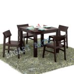 Wooden Solid Sheesham Wood 4 Seater Dining Table with Chairs Dining Table Set Furniture for Living Room Home - (Walnut Finish) - Image 2