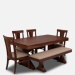 Sheesham Wood 6 Seater Dining Table with 4 Chair 1 Bench for Living Room Home Dining Room Set Furniture (Natural Brown Finish) - Image 4