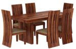 Wood Dining Table 6 Seater with Chair Set - Image 2