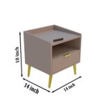 Wooden Bedside Table for Bedroom | Wooden Bed Side Nightstand Lamp Table with 1 Drawers & Open Shelf Storage for Home & Hotels | HDMR Premium Wood & Iron Legs, Light Beige (Pack of 2) - Image 2