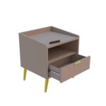 Wooden Bedside Table for Bedroom | Wooden Bed Side Nightstand Lamp Table with 1 Drawers & Open Shelf Storage for Home & Hotels | HDMR Premium Wood & Iron Legs, Light Beige (Pack of 2) - Image 3