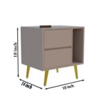 Wooden Bedside Table for Bedroom | Wooden Bed Side Nightstand Lamp Table with 2 Drawers & Open Shelf Storage for Home & Hotels | HDMR Premium Wood & Iron Legs, Light Beige (Pack of 2) - Image 2