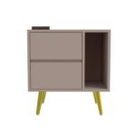 Wooden Bedside Table for Bedroom | Wooden Bed Side Nightstand Lamp Table with 2 Drawers & Open Shelf Storage for Home & Hotels | HDMR Premium Wood & Iron Legs, Light Beige (Pack of 2) - Image 3
