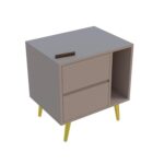 Wooden Bedside Table for Bedroom | Wooden Bed Side Nightstand Lamp Table with 2 Drawers & Open Shelf Storage for Home & Hotels | HDMR Premium Wood & Iron Legs, Light Beige (Pack of 2) - Image 4