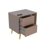 Wooden Bedside Table for Bedroom | Wooden Bed Side Nightstand Lamp Table with 2 Drawers & Open Shelf Storage for Home & Hotels | HDMR Premium Wood & Iron Legs, Light Beige (Pack of 2) - Image 5