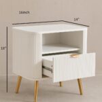Wooden Bedside Table for Bedroom | Wooden Bed Side Nightstand Lamp Table with 1 Drawers & Open Shelf Storage for Home & Hotels | HDMR Premium Wood & Iron Legs, White (Set of 2) - Image 2