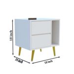 Wooden Bedside Table for Bedroom | Wooden Bed Side Nightstand Lamp Table with 2 Drawers & Open Shelf Storage for Home & Hotels | HDMR Premium Wood & Iron Legs, White Finish - Image 2
