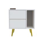 Wooden Bedside Table for Bedroom | Wooden Bed Side Nightstand Lamp Table with 2 Drawers & Open Shelf Storage for Home & Hotels | HDMR Premium Wood & Iron Legs, White Finish - Image 4