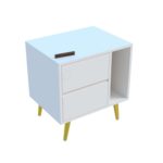 Wooden Bedside Table for Bedroom | Wooden Bed Side Nightstand Lamp Table with 2 Drawers & Open Shelf Storage for Home & Hotels | HDMR Premium Wood & Iron Legs, White Finish - Image 5