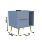 Wooden Bedside Table for Bedroom | Wooden Bed Side Nightstand Lamp Table with 2 Drawers & Open Shelf Storage for Home & Hotels |HDMR Premium Wood & Iron Legs,Matte Slate Blue (Pack of 2) - Image 2