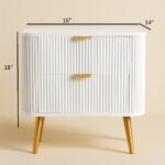 Wooden Bedside Table for Bedroom | Wooden Bed Side Nightstand Lamp Table with 2 Drawers for Home & Hotels | Side Table for Living Room | HDMR Premium Wood & Iron Legs, White Finish - Image 3