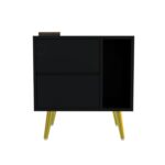 Wooden Bedside Table for Bedroom | Modern Bed Side Nightstand with 2 Drawers & Shelf Storage | Lamp Table for Living Room, Home & Hotels | HDMR Wood with Iron Legs | Black (Set of 2) - Image 3