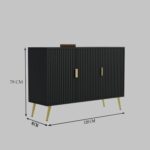 Wooden Sideboard Cabinet for Living Room | Side Board with 3 Doors Cabinet Storage for Dining, Drawing and Home Office | HDMR Premium Wood & Iron, Black & Golden - Image 2