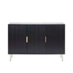 Wooden Sideboard Cabinet for Living Room | Side Board with 3 Doors Cabinet Storage for Dining, Drawing and Home Office | HDMR Premium Wood & Iron, Black & Golden - Image 3