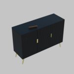 Wooden Sideboard Cabinet for Living Room | Side Board with 3 Doors Cabinet Storage for Dining, Drawing and Home Office | HDMR Premium Wood & Iron, Black & Golden - Image 4